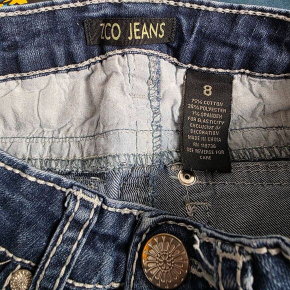 ZCO Girls Jeans Size 8 Bootcut Embroidered Pockets Stretch Denim - Picture 7 of 10
